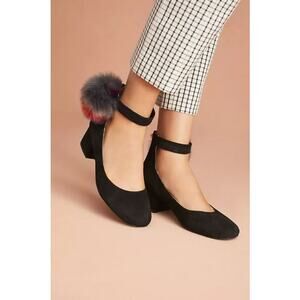 Cecelia Anthropologie New York Liv Pommed Block Heels Black Suede Womens Size 9B